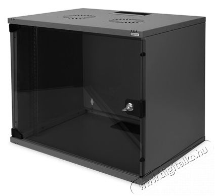 DIGITUS 19 460x540x400 9U lapraszerelt üvegajtós fekete fali rack szekrény Iroda és számítástechnika - Hálózat - Hálózati kiegészítő - 414495