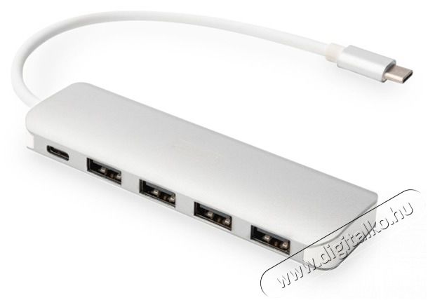 DIGITUS USB Type-C 4 portos USB 3.0 hub + PD Iroda és számítástechnika - Notebook kiegészítő - USB hub / elosztó - 415645