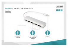 DIGITUS USB Type-C 4 portos USB 3.0 hub + PD Iroda és számítástechnika - Notebook kiegészítő - USB hub / elosztó - 415645