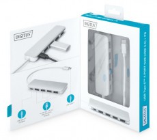 DIGITUS USB Type-C 4 portos USB 3.0 hub + PD Iroda és számítástechnika - Notebook kiegészítő - USB hub / elosztó - 415645