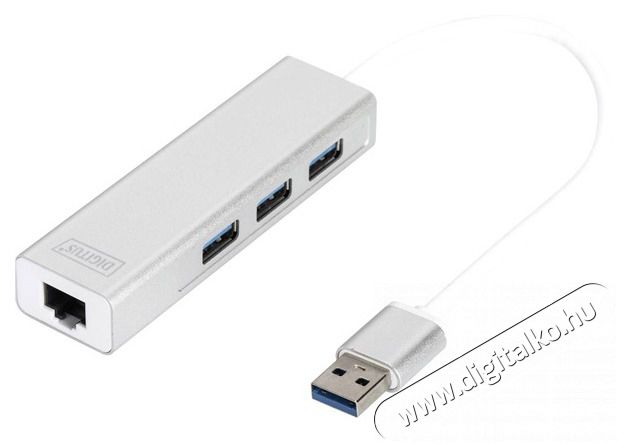 DIGITUS USB 3.0 Gigabit Ethernet adapter + 3 portos USB HUB Iroda és számítástechnika - Notebook kiegészítő - USB hub / elosztó - 441701