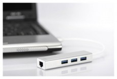DIGITUS USB 3.0 Gigabit Ethernet adapter + 3 portos USB HUB Iroda és számítástechnika - Notebook kiegészítő - USB hub / elosztó - 441701