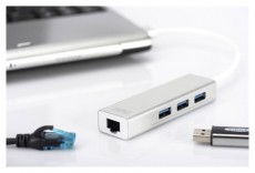 DIGITUS USB 3.0 Gigabit Ethernet adapter + 3 portos USB HUB Iroda és számítástechnika - Notebook kiegészítő - USB hub / elosztó - 441701