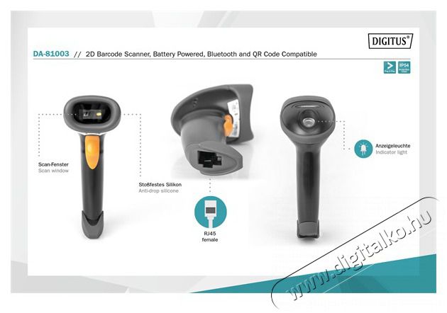 DIGITUS DA-81003 BT/RJ45/USB 1D/2D k&eacute;zi vonalk&oacute;dolvas&oacute; USB kit &aacute;llv&aacute;nnyal Iroda &eacute;s sz&aacute;m&iacute;t&aacute;stechnika - Egy&eacute;b sz&aacute;m&iacute;t&aacute;stechnikai term&eacute;k - 500317