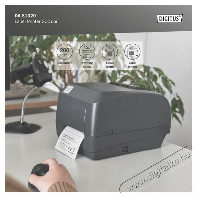 DIGITUS DA-81020 200dpi USB/RS232/LAN vonalk&oacute;dnyomtat&oacute; Iroda &eacute;s sz&aacute;m&iacute;t&aacute;stechnika - Egy&eacute;b sz&aacute;m&iacute;t&aacute;stechnikai term&eacute;k - 500328