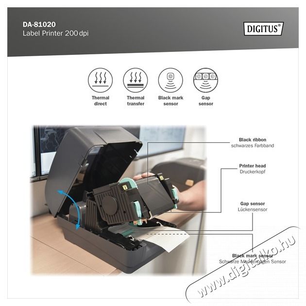 DIGITUS DA-81020 200dpi USB/RS232/LAN vonalk&oacute;dnyomtat&oacute; Iroda &eacute;s sz&aacute;m&iacute;t&aacute;stechnika - Egy&eacute;b sz&aacute;m&iacute;t&aacute;stechnikai term&eacute;k - 500328