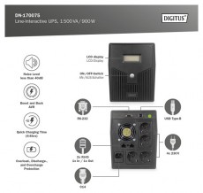 DIGITUS DN-170075 1500VA LCD szünetmentes tápegység Iroda és számítástechnika - Egyéb számítástechnikai termék - 507492