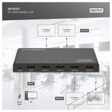 DIGITUS DS-55337 4 portos 4K/60Hz HDMI splitter Iroda és számítástechnika - Egyéb számítástechnikai termék - 507437