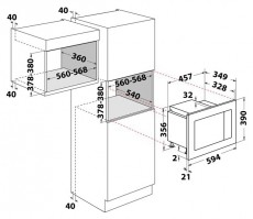 Dimarson DM-D70H20ESP-XT 1200W 21L inox beépíthető mikrohullámú sütő (Használt - B) Konyhai termékek - Mikrohullámú sütő - Mikrohullámú sütő (beépíthető) - 506801