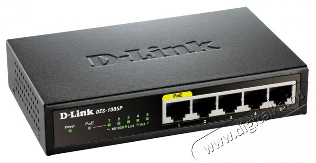 D-Link DES-1005P/E 5-Port Fast Ethernet PoE Desktop Switch Iroda és számítástechnika - Hálózat - Switch - 316719