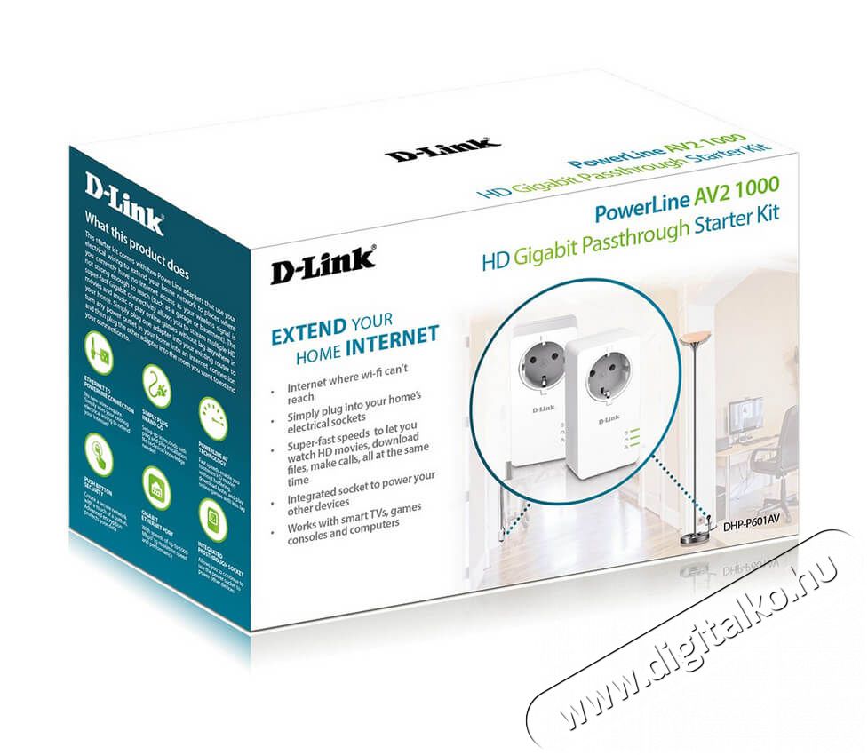 D-Link DHP-P601AV PowerLine AV2 1000Mbps LAN okoskonnektor kit Háztartás / Otthon / Kültér - Okos otthon - Okos konnektor - 347371