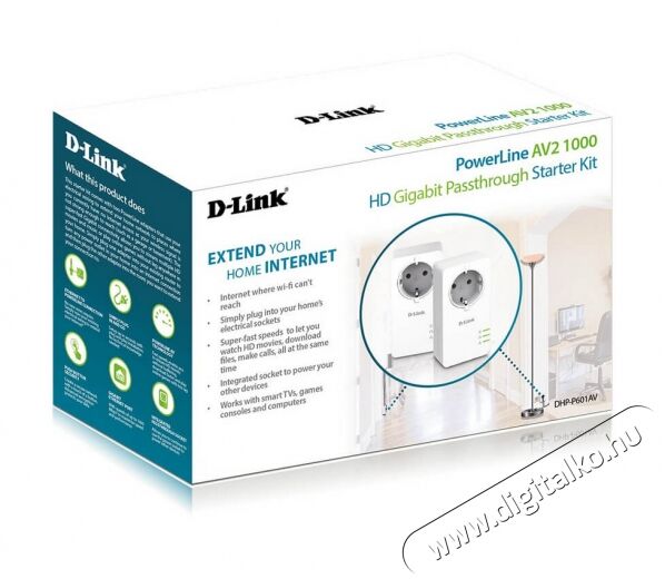 D-Link DHP-P601AV PowerLine AV2 1000Mbps LAN okoskonnektor kit Háztartás / Otthon / Kültér - Okos otthon - Okos konnektor - 347371