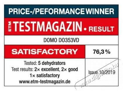 Domo DO353VD profi gyümölcs és zöldség aszaló gép Konyhai termékek - Konyhai kisgép (sütés / főzés / hűtés / ételkészítés) - Gyümölcsaszaló - 370368