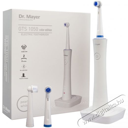 Dr. Mayer GTS1050 indukci&oacute;s elektromos fogkefe, &uacute;jrat&ouml;lthető, Feh&eacute;r Sz&eacute;ps&eacute;g&aacute;pol&aacute;s / Eg&eacute;szs&eacute;g - Sz&aacute;j / fog &aacute;pol&aacute;s - Elektromos fogkefe - 533276