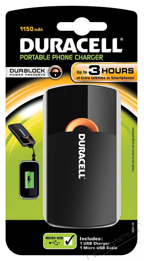 Duracell hordozható 3 órás USP elemtöltő - fekete Akkuk és töltők - Elem méretű akku és töltő - Töltő - 338432
