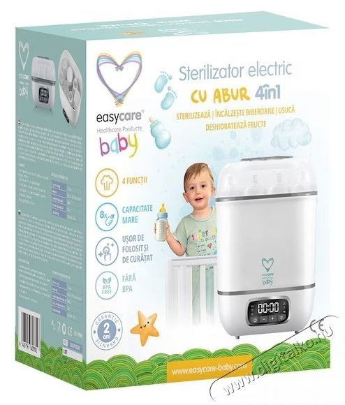 Easycare Baby TB1713E 4in1 elektromos gőzsteriliz&aacute;l&oacute;, 8 cumis&uuml;veghez Sz&eacute;ps&eacute;g&aacute;pol&aacute;s / Eg&eacute;szs&eacute;g - Baba mama term&eacute;k - Steriliz&aacute;l&oacute; - 533286