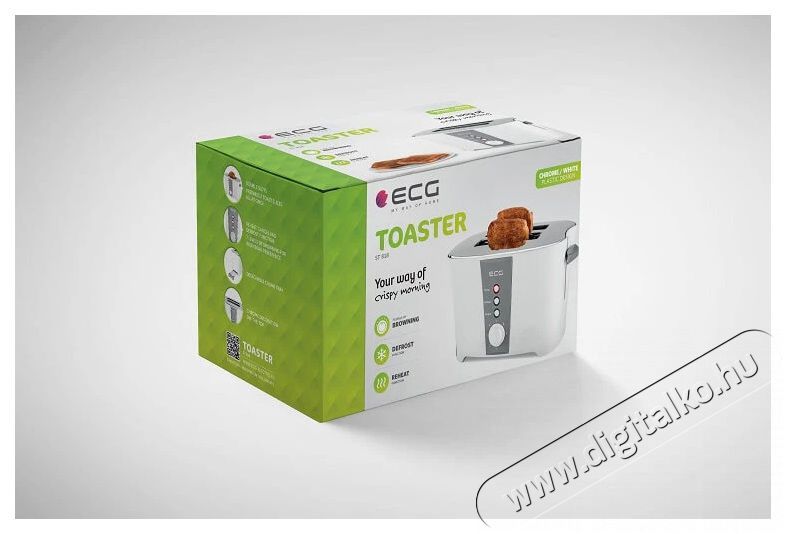 ECG ST818 Keny&eacute;rpirit&oacute; 2 szeletes flexibilis f&eacute;mr&aacute;ccsal Konyhai term&eacute;kek - Konyhai kisg&eacute;p (s&uuml;t&eacute;s / főz&eacute;s / hűt&eacute;s / &eacute;telk&eacute;sz&iacute;t&eacute;s) - Keny&eacute;rpir&iacute;t&oacute; - 399584