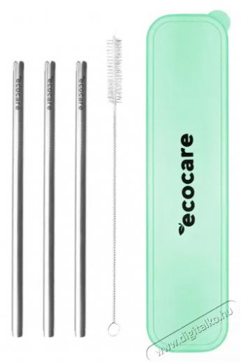 ECOCARE Fém szívószál készlet Zöld, tokkal Konyhai termékek - Konyhai eszköz - Készlet / szett - 528587