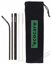 ECOCARE Környezetbarát fém szívószál készlet fekete mintával 3 db Háztartás / Otthon / Kültér - Egyéb háztartási termék - 528611