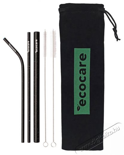 ECOCARE Környezetbarát fém szívószál készlet fekete mintával 3 db Háztartás / Otthon / Kültér - Egyéb háztartási termék - 528611