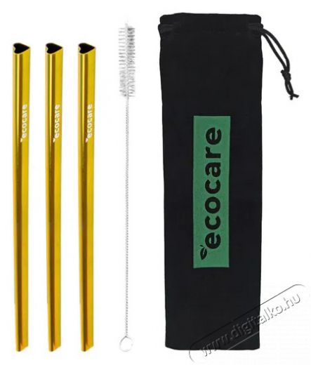 ECOCARE Környezetbarát fém szívószál - szív, arany 3 db Konyhai termékek - Konyhai eszköz - Készlet / szett - 528596