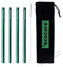 ECOCARE Maxi Környezetbarát fém szívószál, zöld, 21,5x1,2 cm, 4 db Konyhai termékek - Konyhai eszköz - Egyéb konyhai eszköz - 529428