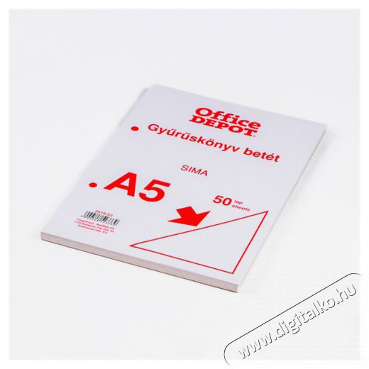 EGYEB BELFOLDI Office Depot A5 50 lapos sima gyűrűskönyv betét Iroda és számítástechnika - Nyomtató - Kiegészítő - 508561