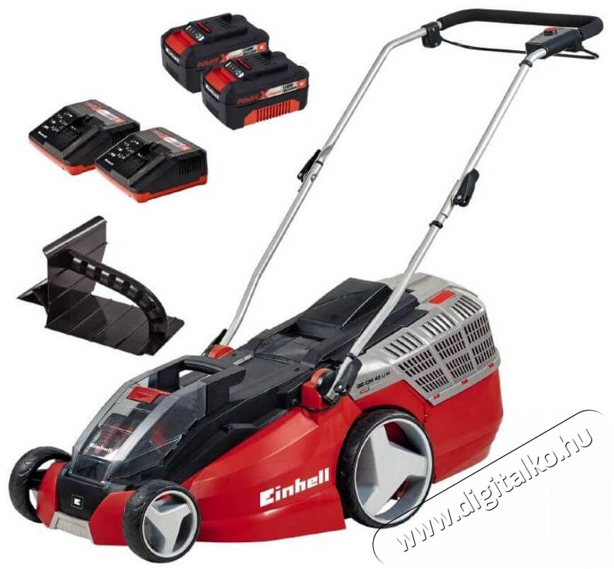 Einhell GE-CM 43 LI M KIT (2X4 0AH) akkumulátoros fűnyíró + akkumulátor (3413130) Háztartás / Otthon / Kültér - Kültér / kerti termék / grill - Fűnyíró / gyeplazító - 352356