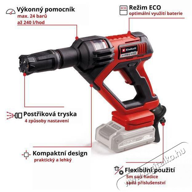Einhell AKU HYPRESSO 18/24-1 H&aacute;ztart&aacute;s / Otthon / K&uuml;lt&eacute;r - Tiszt&iacute;t&oacute; / mos&oacute; - Nagynyom&aacute;s&uacute; mos&oacute; - 518674
