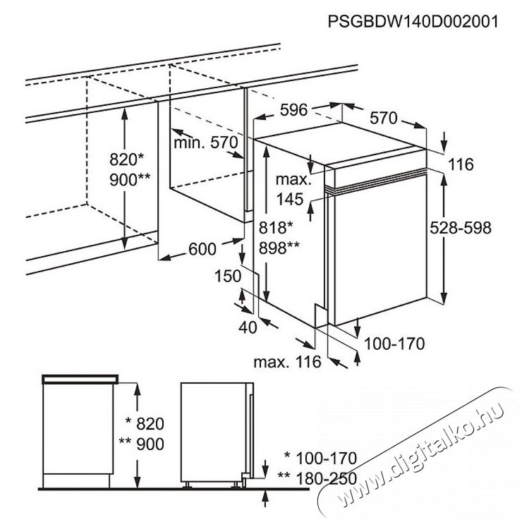 Electrolux ESI5540LOX mosogatógép Konyhai termékek - Mosogatógép - Normál (60cm) beépíthető mosogatógép - 285562