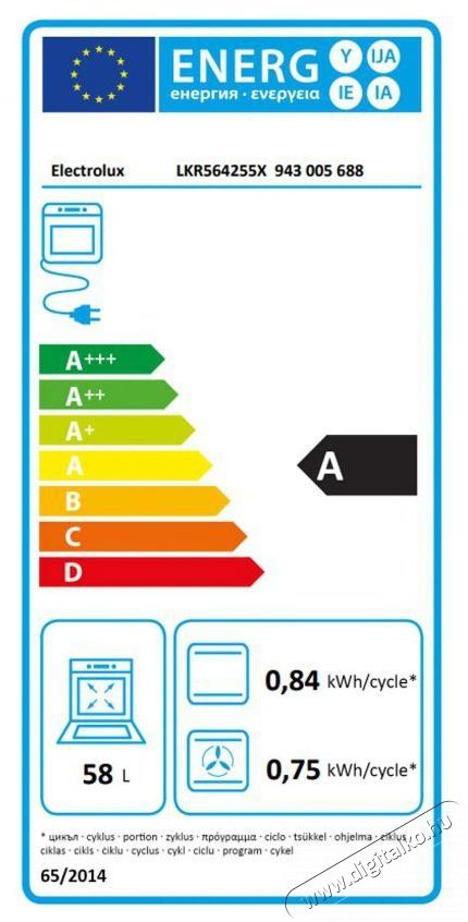 Electrolux LKR564255X Konyhai term&eacute;kek - S&uuml;tő-főzőlap, tűzhely (szabadon&aacute;ll&oacute;) - Elektromos tűzhely (szabadon&aacute;ll&oacute;) - 505218