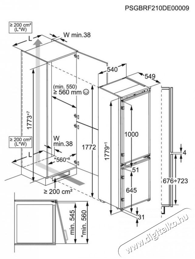 Electrolux ENT6MD18S3 feh&eacute;r, alulfagyaszt&oacute;s, be&eacute;p&iacute;thető, Hűtő:186L, Fagyaszt&oacute;:62L, hűtőszekr&eacute;ny Konyhai term&eacute;kek - Hűtő, fagyaszt&oacute; (szabadon&aacute;ll&oacute;) - Fel&uuml;lfagyaszt&oacute;s kombin&aacute;lt hűtő - 514063