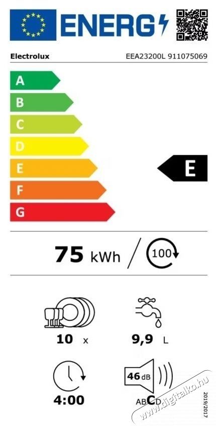 Electrolux EEA23200L Be&eacute;p&iacute;thető keskeny mosogat&oacute;g&eacute;p, 10 ter&iacute;t&eacute;k Konyhai term&eacute;kek - Mosogat&oacute;g&eacute;p - Keskeny (45cm-ig) szabadon&aacute;ll&oacute; mosogat&oacute;g&eacute;p - 533319