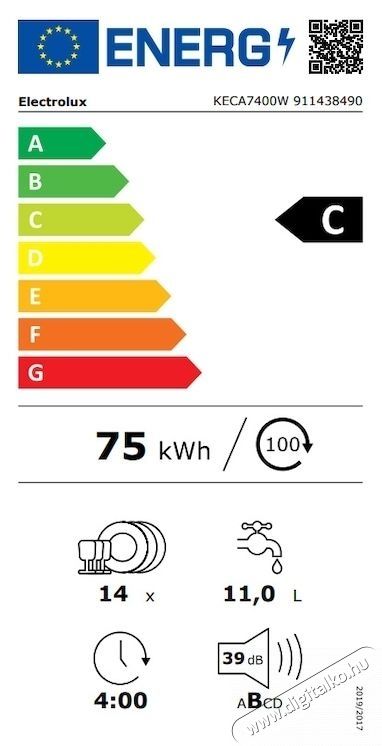 Electrolux KECA7400W, Be&eacute;p&iacute;thető mosogat&oacute;g&eacute;p, 60 cm Konyhai term&eacute;kek - Mosogat&oacute;g&eacute;p - Norm&aacute;l (60cm) be&eacute;p&iacute;thető mosogat&oacute;g&eacute;p - 535175
