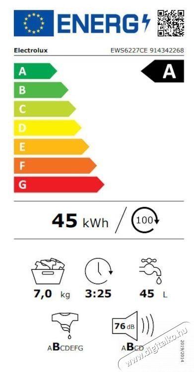 Electrolux EWS6227CE PerfectCare600 keskeny mos&oacute;g&eacute;p, 7 kg, Feh&eacute;r H&aacute;ztart&aacute;s / Otthon / K&uuml;lt&eacute;r - Mos&oacute;g&eacute;p / sz&aacute;r&iacute;t&oacute;g&eacute;p - El&ouml;lt&ouml;ltős keskeny (45cm-ig) mos&oacute;g&eacute;p - 536432