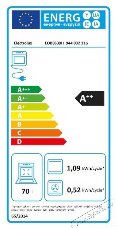 Electrolux EOB8S39H Be&eacute;p&iacute;thető elektromos s&uuml;tő, 70 l, &Ouml;ntiszt&iacute;t&oacute;, SteamBoost, &Eacute;rint&eacute;svez&eacute;rl&eacute;s, Grill, Elektronikus időz&iacute;tő, A++ Energiaoszt&aacute;ly, Fekete Konyhai term&eacute;kek - S&uuml;tő-főzőlap, tűzhely (be&eacute;p&iacute;thető) - S&uuml;tő (be&eacute;p&iacute;thető) - 537786