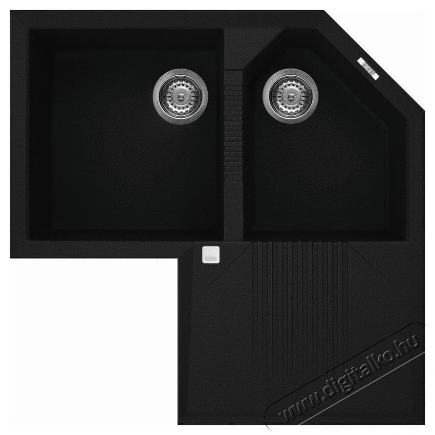 Elleci LGTCOR40 Tekno Corner G40 Nero granitek mosogatótálca Konyhai termékek - Mosogató - Mosogatótálca - 359537