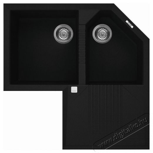 Elleci LGTCOR40 Tekno Corner G40 Nero granitek mosogatótálca Konyhai termékek - Mosogató - Mosogatótálca - 359537