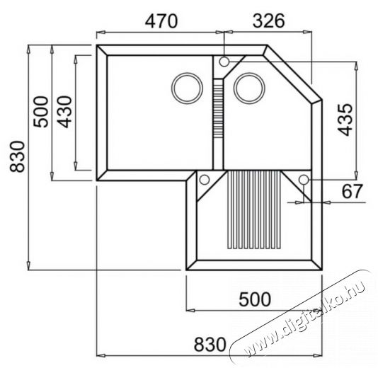 Elleci LGTCOR40 Tekno Corner G40 Nero granitek mosogatótálca Konyhai termékek - Mosogató - Mosogatótálca - 359537