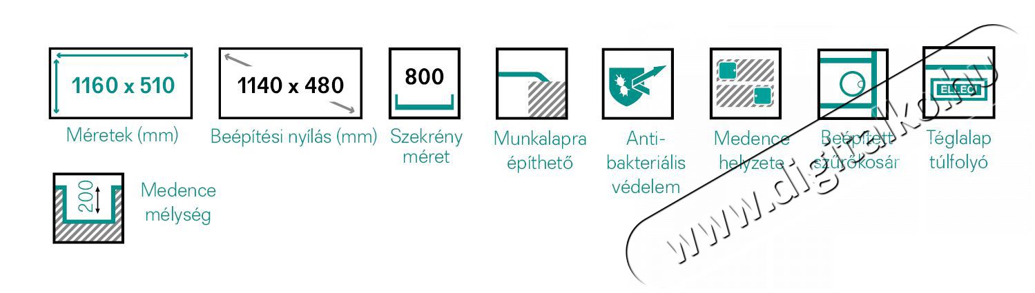 Elleci LGB50062 Best 500 G62 Bianco Antico Granitek mosogatótálca Konyhai termékek - Mosogató - Mosogatótálca - 358722