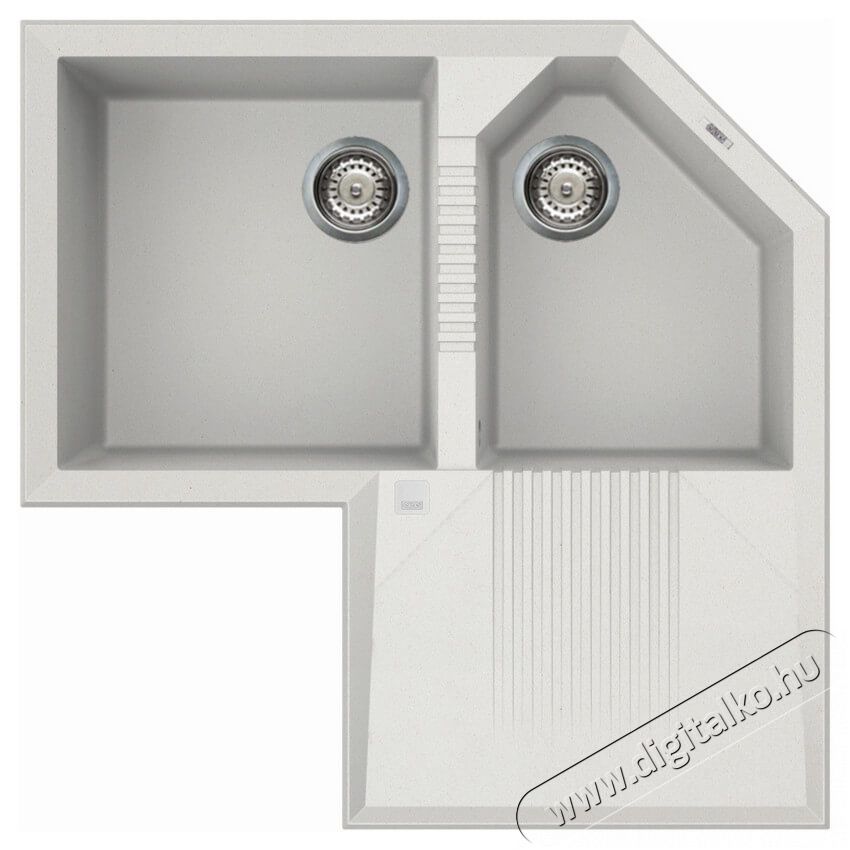 Elleci LGTCOR68 Tekno Corner G68 Bianco granitek mosogatótálca Konyhai termékek - Mosogató - Mosogatótálca - 359533