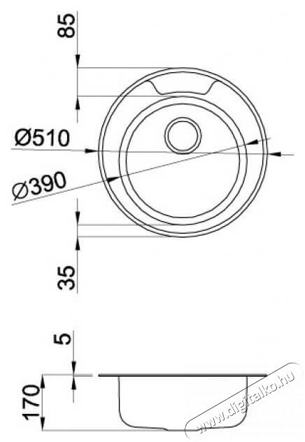 Elleci LIKROUSAC51 Sky ROUND 510 mosogatótálca - inox Konyhai termékek - Mosogató - Mosogatótálca - 359450
