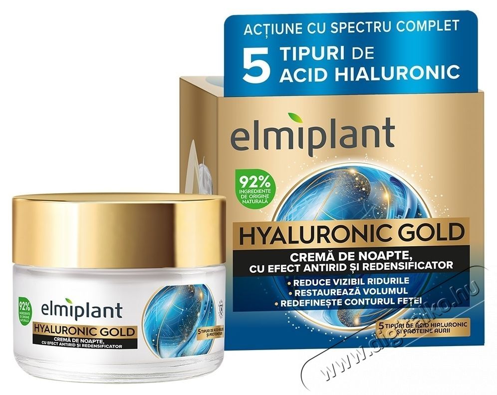 Elmiplant Hyaluronic Gold &eacute;jjeli arckr&eacute;m, Nőknek, 50 ml Sz&eacute;ps&eacute;g&aacute;pol&aacute;s / Eg&eacute;szs&eacute;g - Arc / bőr &aacute;pol&aacute;s - Kieg&eacute;sz&iacute;tő - 536468