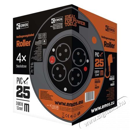 Emos P092251 k&aacute;beldob 25m-es k&aacute;bellel H&aacute;ztart&aacute;s / Otthon / K&uuml;lt&eacute;r - Vil&aacute;g&iacute;t&aacute;s / elektromoss&aacute;g - H&aacute;l&oacute;zati eloszt&oacute; / hosszabb&iacute;t&oacute; / adapter - 369337