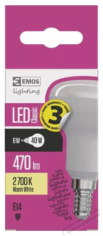 Emos ZQ7220 classic E14 6W 470lumen LED izzó - meleg fehér  Egyéb - Nem forgalmazzuk ! - 369454