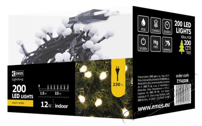 Emos ZYK0208 10m/200 LED /beltéri/meleg fehér karácsonyi fényfüzér Háztartás / Otthon / Kültér - Világítás / elektromosság - Led szalag / fényfüzér - 337101