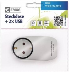 Emos P0072 fehér USB-s aljzat elágazó Háztartás / Otthon / Kültér - Világítás / elektromosság - Hálózati elosztó / hosszabbító / adapter - 369306