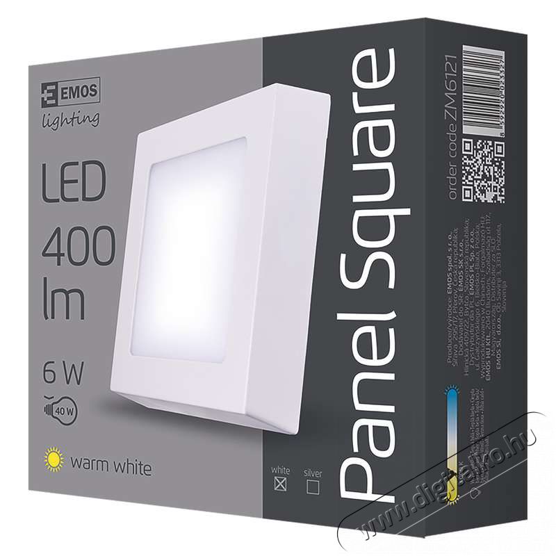 Emos ZM6121 meleg fehér LED négyzetes mennyezeti lámpa 6W IP20 Háztartás / Otthon / Kültér - Világítás / elektromosság - Fali / mennyezeti lámpa - 369429