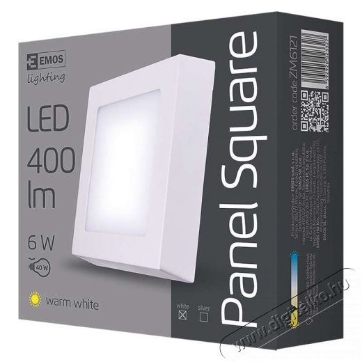 Emos ZM6121 meleg fehér LED négyzetes mennyezeti lámpa 6W IP20 Háztartás / Otthon / Kültér - Világítás / elektromosság - Fali / mennyezeti lámpa - 369429