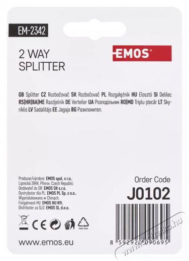 Emos J0102 EM2342 2 utas antenna elosztó Iroda és számítástechnika - Egyéb számítástechnikai termék - 380053
